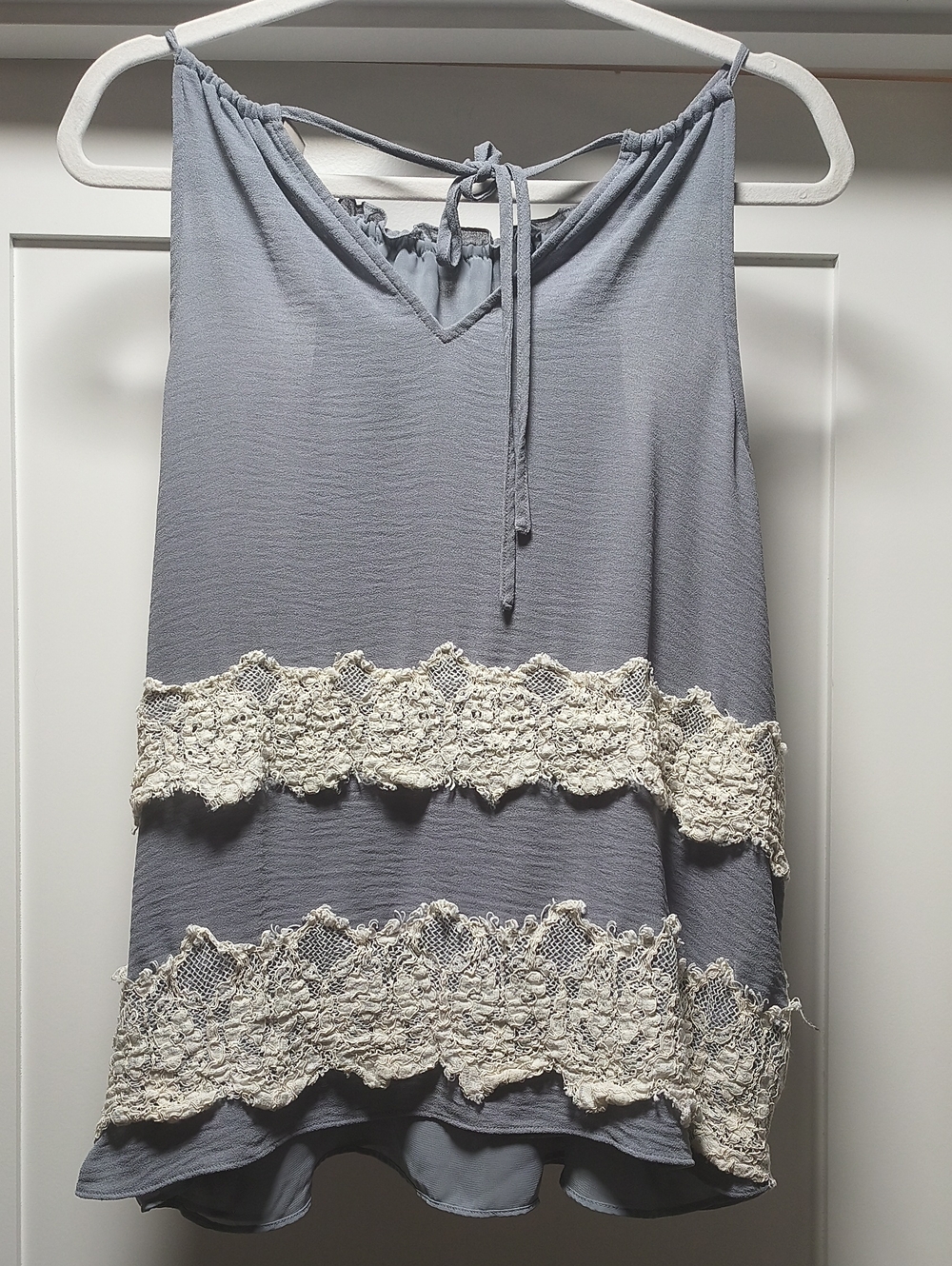 LOFT Soft Blue Sleeveless Lace-Trim Camisole